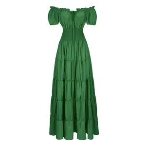 St. Patrick’s Day Outfit Renaissance Costume Women’s Dress Corset Peasant Tops Clothes 6531-D3