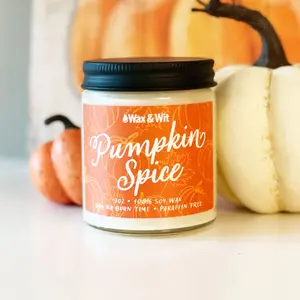 Wax & Wit Pumpkin Spice Candle, Fall Candles for Home, Autumn Decor -9oz Glass Jar, Soy Wax, Cotton Wick - Pumpkin, Clove, Vanilla, Cinnamon Fragrance