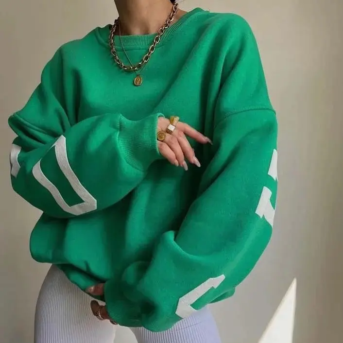 Cotton fleece oversized round O crewneck