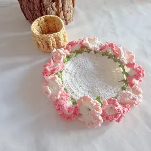 Handmade Crochet Coaster – Cute Aesthetic Drink Coaster, Eco-Friendly Home Decor, Gift for Friends, Desk Accessories, Handmade Cute Room Decor