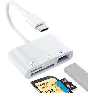 1 count USB C to SD Card Reader, SD/TF/USB 3-in-1 Memory Card Reader, Compatible with iPhone15 16 17, for Photo/Video Transfer