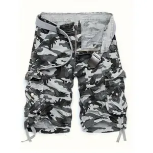 [Casual Cargo Shorts] Casual Camouflage Cargo Shorts | Men's Loose Three-Quarter Length, Multi-Pocket Design, No Waistband