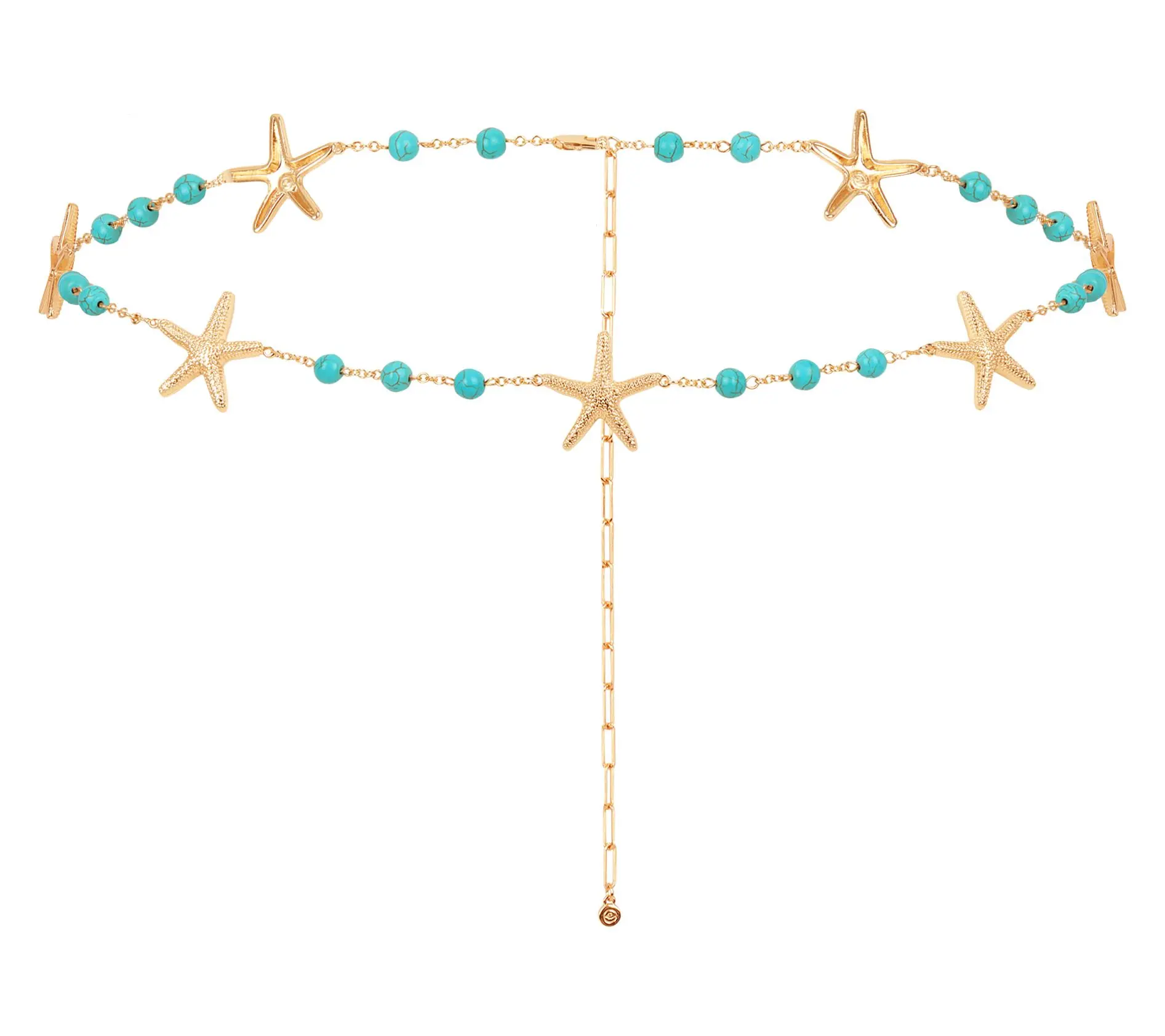 Ettika Starfish Reconstituted Turquoise Bead Waist Chain Ettika Starfish Reconstituted Turquoise Bead Waist Chain
