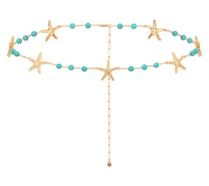 Ettika Starfish Reconstituted Turquoise Bead Waist Chain