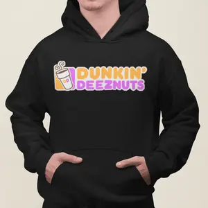 Dunkin Deeznuts Funny Logo Hoodie - Blended Cotton Unisex Pullover