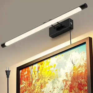 Plug in Picture Light for Wall Mural – 24" LED Art Light with On/Off Switch, 3000K Warm White, Brightness Adjustable for Gallery Paintings Dartboard (Black)