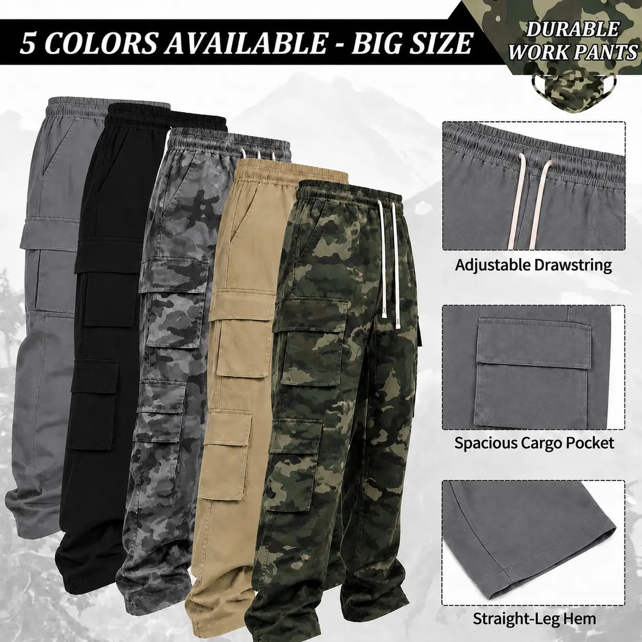 Retro Loose Cargo Pants - Classic fit, suitable for work and leisure, unique six-pocket design