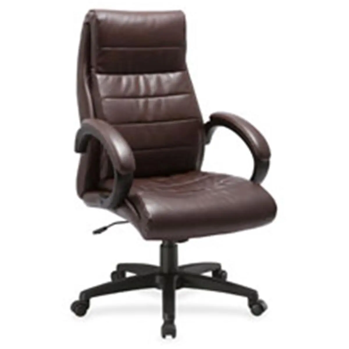 Lorell Deluxe High-Back Leather Camping Chair - Black, Adjustable, Black Nylon, Tilt Function for Enhanced Productivity