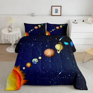 Boys Outer Space Down Comforter,Galaxy Nebula Comforter Sets,Starry Sky Cosmos Bedding Set for Girls,Solar System Starry Landscape Quilted Duvet