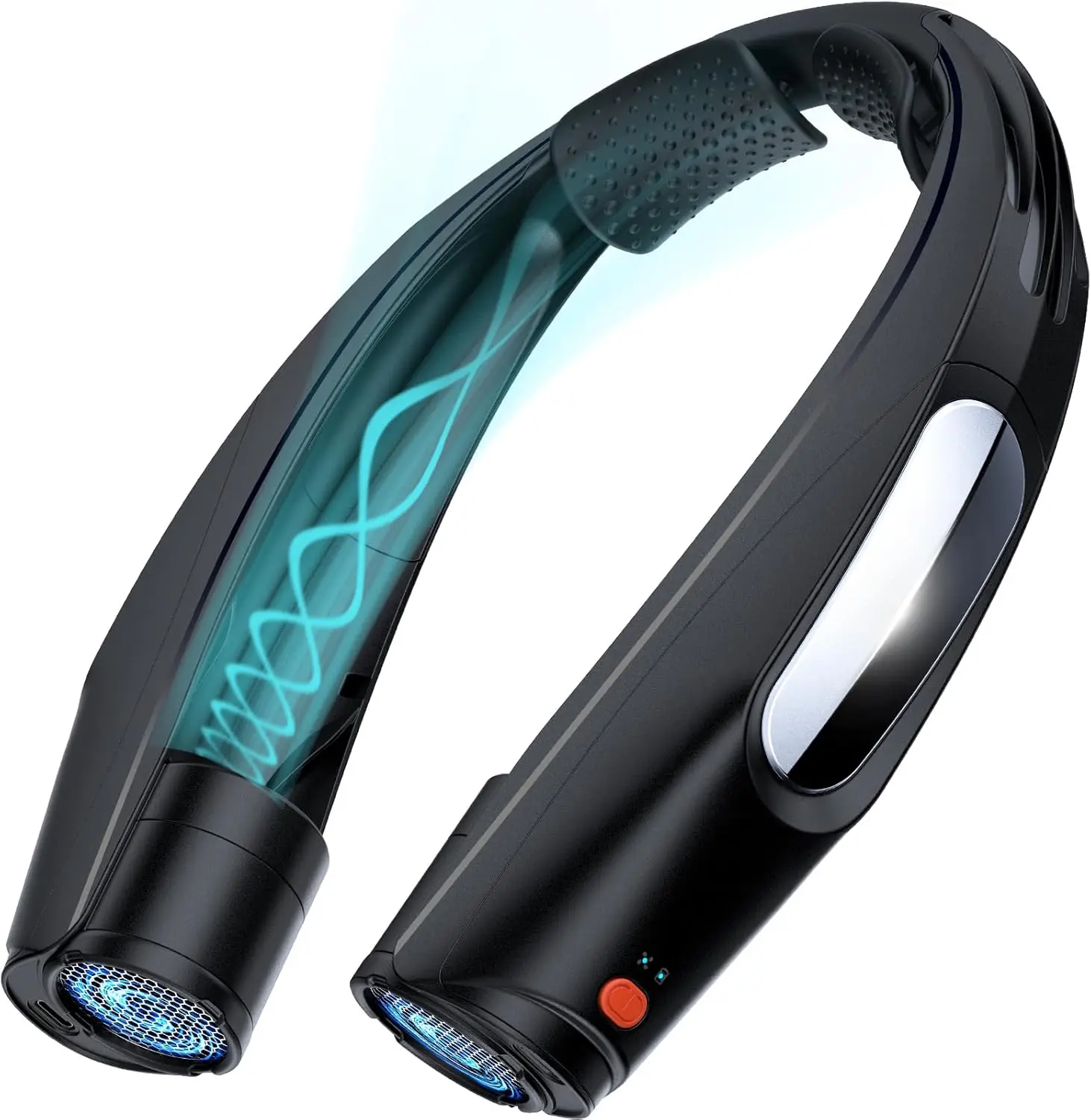 Portable Neck Fan, Hands Free Personal Fan | 3000mAh Battery Operated, USB Rechargeable, 6 Adjustable Speeds, Cooling Wearable Fan for Home, Office, Outdoor, Travel | ABS Material, 5 Blades, Push Button Control