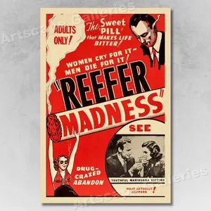 Room Decor, Reefer Madness 1950s Marijuana Adult Vintage Style Movie Poster