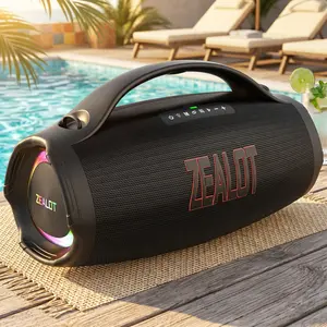 Maximum power 220W  Bluetooth Speaker with Sunning Deep Bass 36000mAh Battery Power Bank Function RGB Lights 3 EQ Modes Waterproof IPX6 Black Audio Charging Connection Portable Chargeable