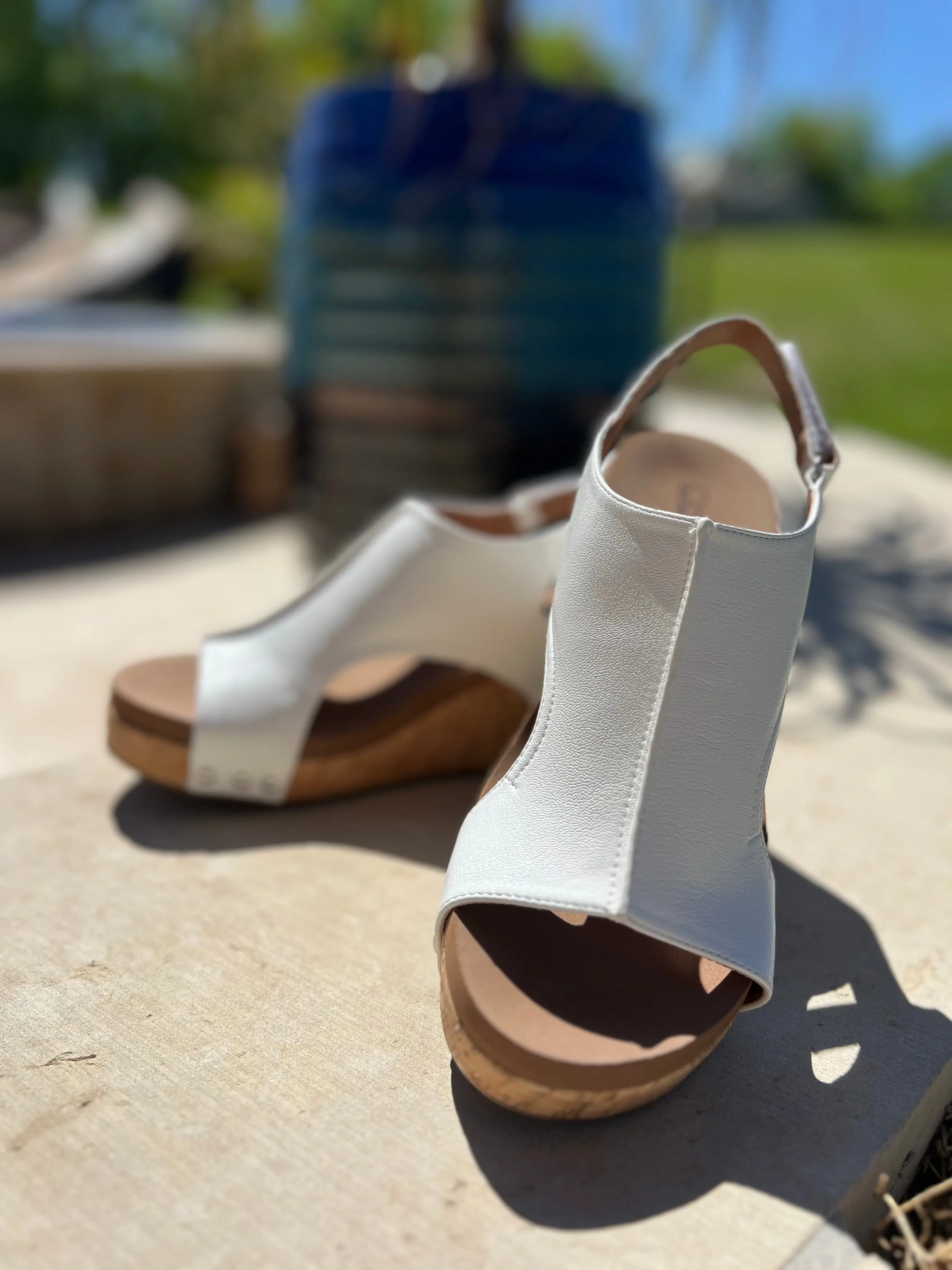 Corkys Carley White Smooth Wedges