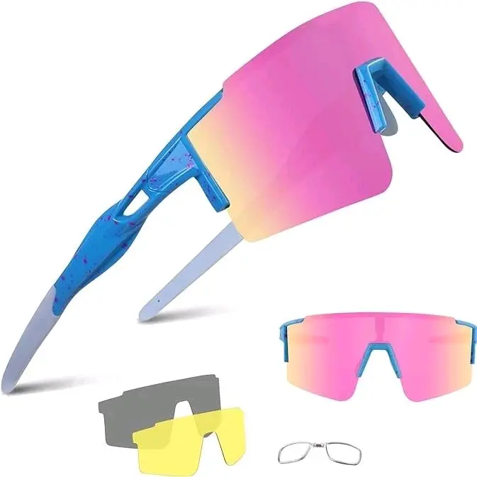 Designer Cycling Sunglasses Polarized Sports Glasses for Men Women with 3 Lenses