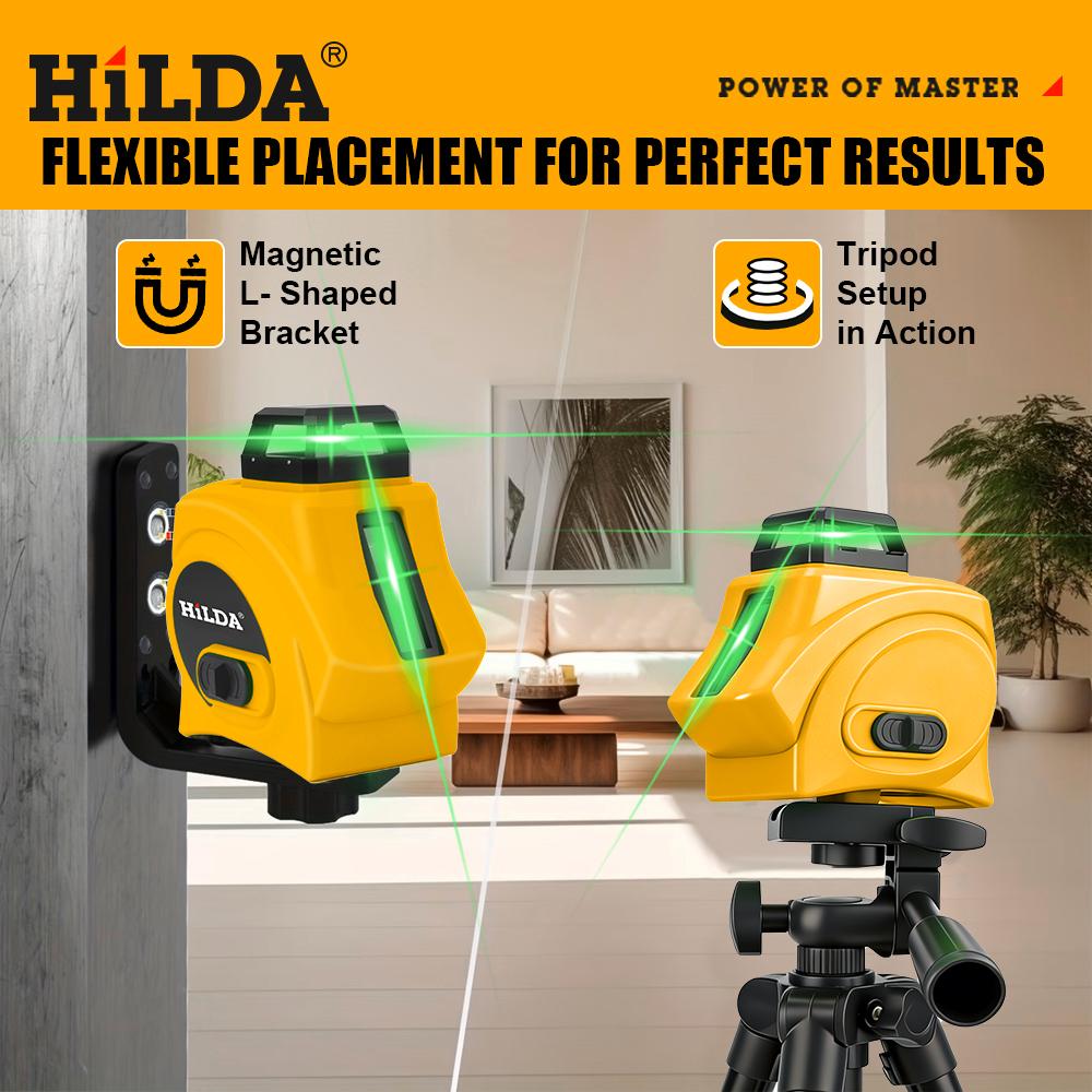 5 Line 360° Laser Level, Self Leveling Laser Level with Pulse Mode,Cross Line Laser, 2 Brightness Levels,Function ,Green Line Laser Leveler Tool for DIY Indoor Project,Picture Hanging Wall Tile Floor Construction
