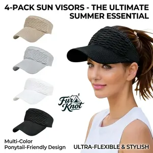 Women's 4-Piece Outdoor Sports Hat Set – Baseball Cap & Open Top Sun Visor – Full Coverage UV Sun Protection – Lightweight for Hiking Cycling Daily Outings – Summer Essential