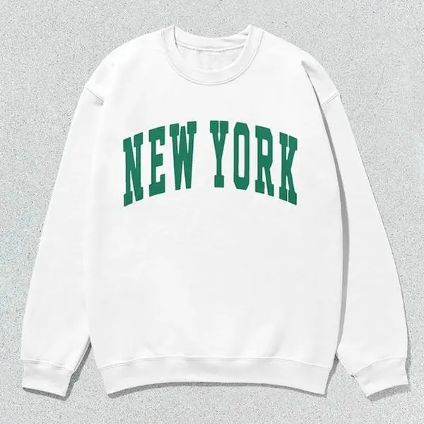 New York Sweatshirt Collegiate Crewneck Sweater Unisex Green