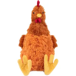 Best Pet Supplies Interactive Squeaky Dog Chew Toy, Ideal Dog Toys for Chewers, Small, Medium & Large Dogs, and Fetch Lovers - Crinkle Chicken (Brown), Large