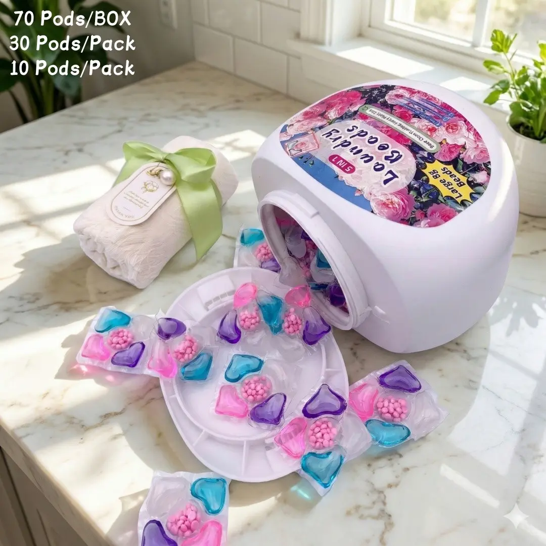 5-In-1 Laundry Pods, Concentrated Detergent Capsules, Deep Cleaning, Powerful Clean, Fabric Softening, Long-Lasting Scent, Scented Laundry, 10/30/70 Pieces, 8g Weight, Portable Laundry Detergent, Premium Detergent Pods