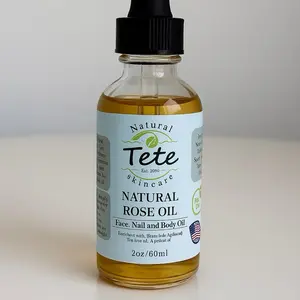 Natural Tete Rose Serum Oil 2oz/60ml with Jojoba Oil Vitamin C ,E,Rosehip  oil,Tea Tree Oil for Oily Acne-Prone Skin Antibacterial
