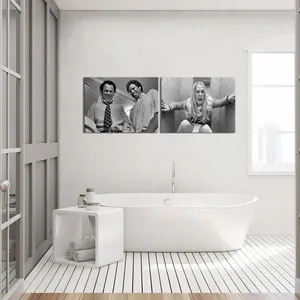 Home Decor Spirit Funny Movie Bathroom Canvas Wall Art – Black and White Vintage Comedy Movies Wall Decor, Humor White Chicks Posters Prints for Bathroom Toilet Humour Signs UNFRAMED