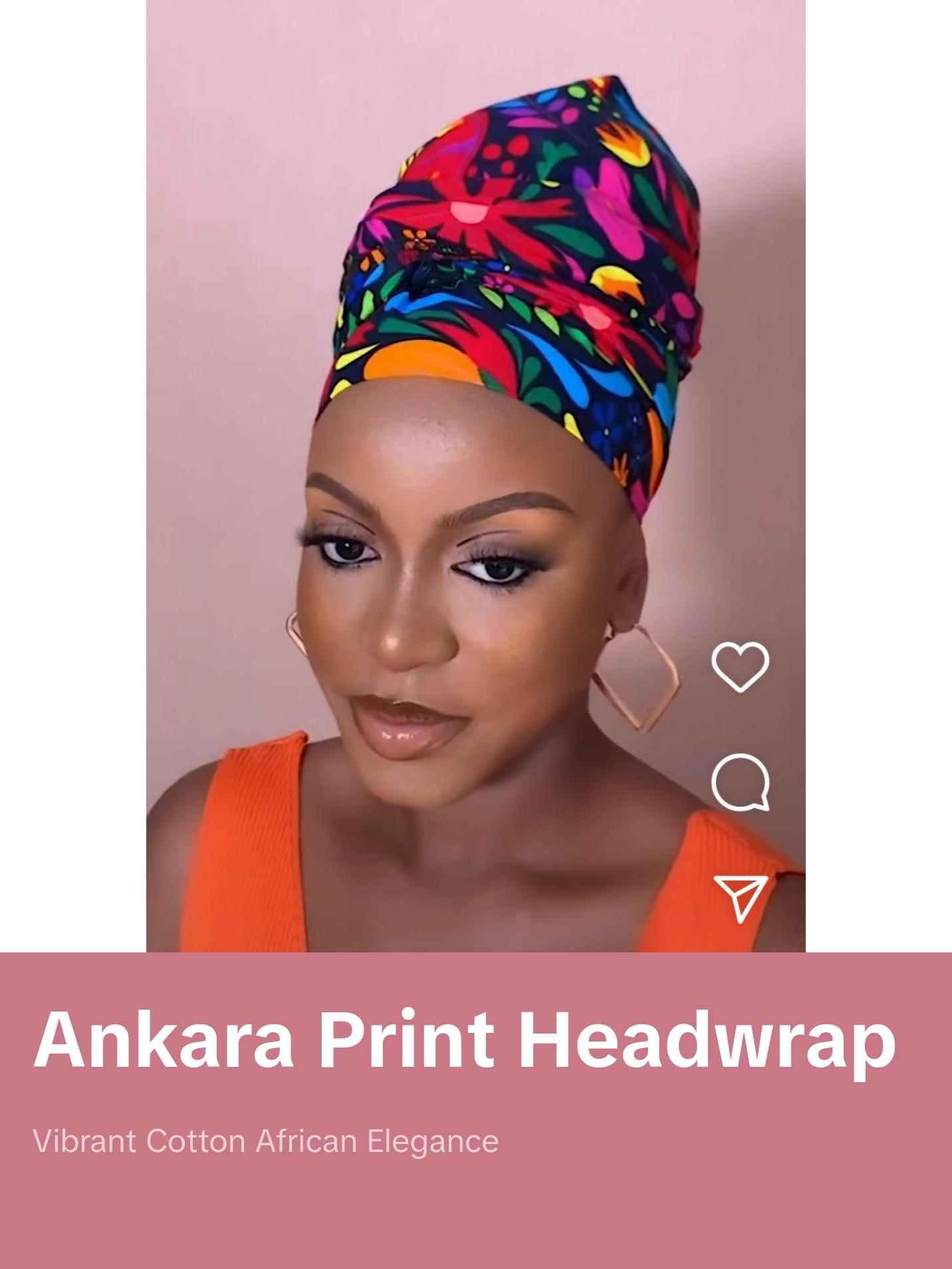 Black Multicolor Ankara Headwrap, African Ankara Headwrap
