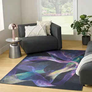 Nourison Washables Vibrant Abstract Swirls Rug, Contemporary Look, Flatweave Type, Non-Slip, Hard Floor Safe Indoor Carpet