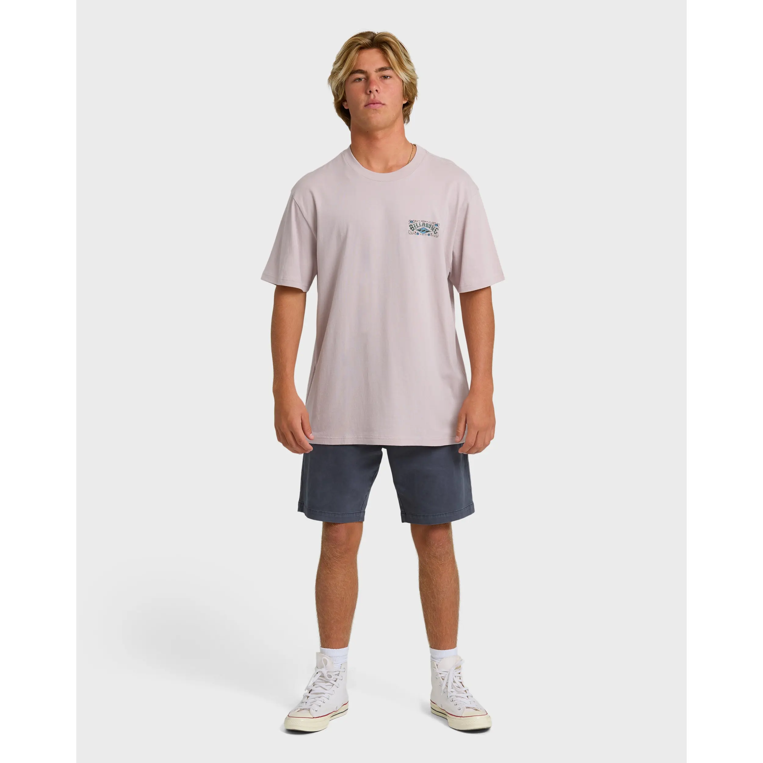 BILLABONG Men's Heritage Arch Premium Short Sleeve T-shirt - Dusty Purple, Screen Print, Surf Soft Menswear
