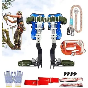 Tree Climbing Spikes Set Adjustable, Tree Climbing Gear with Non-Slip Pedal & Gaff Guards, Climbing Tool Kit for Fruit Picking, Outdoor Sports, Logging, and Aerial Work