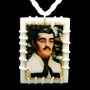 Jesus Malverde and St Jude White Reversible Necklace
