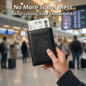 Black Passport Holder –  Passport Protector Slim Travel Wallet RFID Blocking PU Leather Passport Cover, Lightweight Travel Essentials