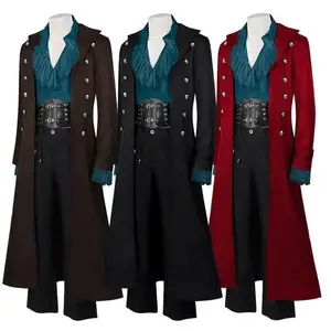 Victorian Long Vintage Jacket for Men & Women — Stand Collar, Pirate/Western Cowboy Cosplay Trench Coat, Punk Gothic Medieval Coat Dress