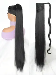 22-34" Straight Synthetic Ponytail – Heat-Resistant Clip-In Hair Extension in Black, Brown & Blonde for Women