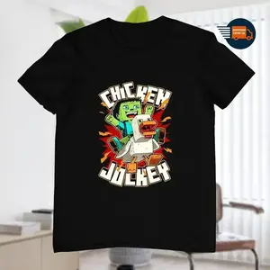 Youth & Adult Chicken Jockey Funny Minecraft-Inspired T-Shirt for Boys & Girls, Full Color Printed Heavy Cotton Tee, USA-Made & Printed Apparel	