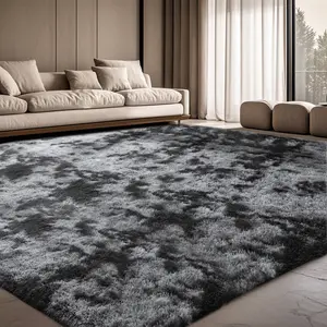 AAFKK Area Rugs For Living Room, Ultra Soft Large Shag Living Room Rug Fluffy Rug Carpet For Bedroom, Plush Modern Floor Rug For Kids Room Fuzzy Rug For Home Decor Aesthetic, Tie-dye Black Grey