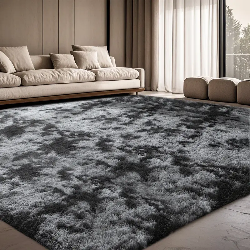 AAFKK Area Rugs For Living Room, Ultra Soft Large Shag Living Room Rug Fluffy Rug Carpet For Bedroom, Plush Modern Floor Rug For Kids Room Fuzzy Rug For Home Decor Aesthetic, Tie-dye Black Grey