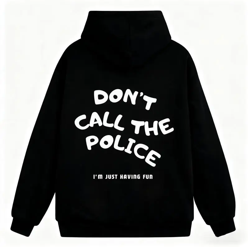 "Don't Call The Police Biker Hoodie - Soft Fleece Relaxed Fit Men's Print Tops, Funny Motorcycle Graphic Sweatshirt, Comfortable Cotton Fall-Winter Streetwear, Casual Pullover Gift for Riders", Menswear, Long Sleeve, Breathable, Cotton-Poly, Longsleeves,,