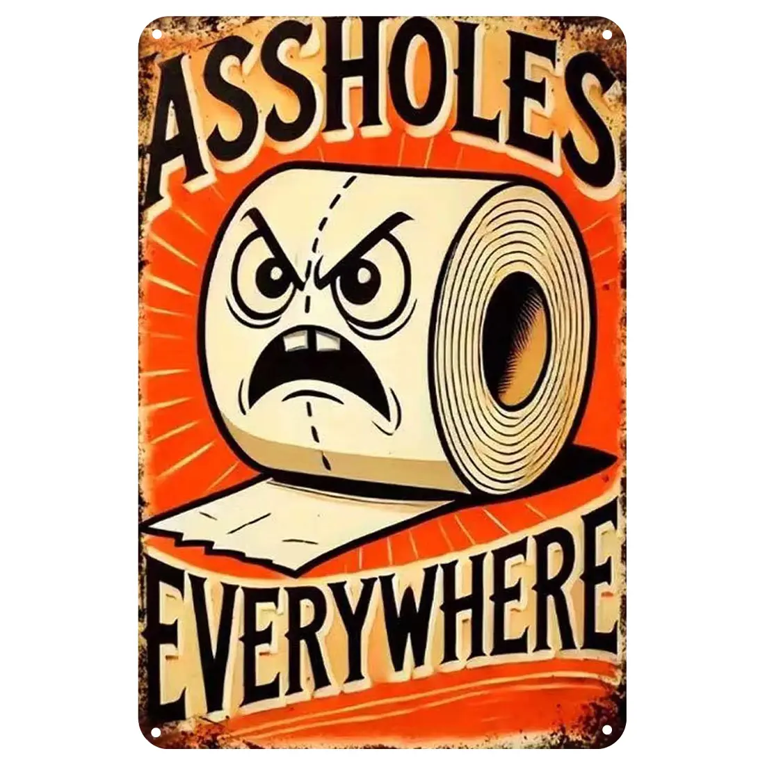 Vintage Toilet Humor Tin Sign – Palette&Wall “Annoying People Everywhere” Funny Bathroom Wall Art, 8×12 in Retro Metal Decor for Restrooms, Bars & Man Caves Durable Printing Gift | summervibes Easy To Hang Cream, Mount, Angry Toilet Roll Art Sparks Laughs