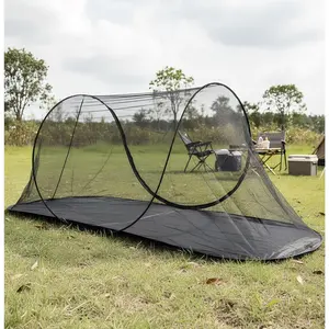 Tent, High-Density Mesh Isolate Tiny Insects, Foldable Mesh Tent for Single Person, Net with Bag for Camping Travel, Black