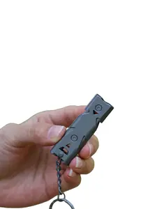 Survival Whistle Dual Tube Blast Whistle Outdoor Emergency Whistle Stainless Steel High Frequency Earthquake Rescue Whistle