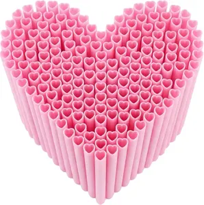 100PCS Heart Shaped Drinking Straws – Individually Wrapped Cute Party Straws for Baby Showers, Bridal Showers, Birthdays, Weddings, Valentine's Day & Party Decorations