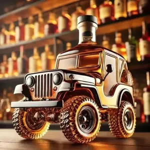 Jeep Shape Glass Whiskey Decanter, Airtight Sealed Craft Liquor Bottle, Ideal for Home Spirits & Wine Storage, Durable Design