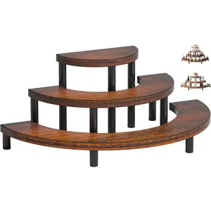 3 Tier Risers Display Stand Wooden Cupcake Holder Stand Rustic Cologne and Perfume Organizer for Women Dessert Table Display Set for Party Brown