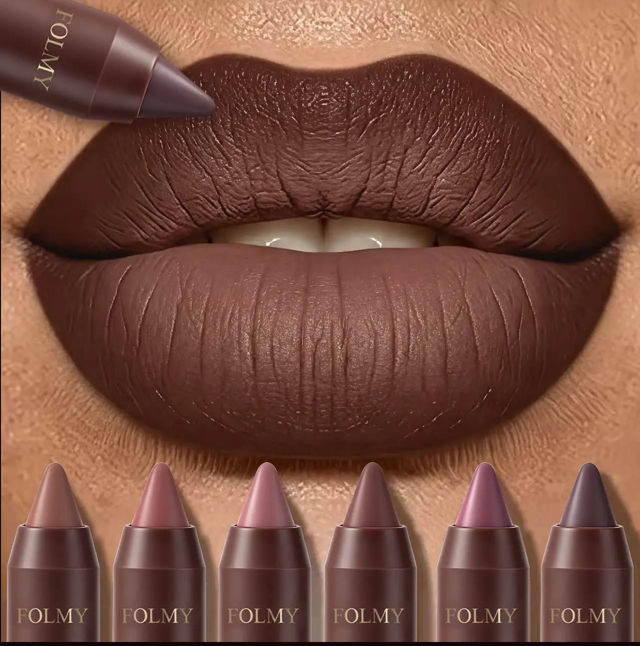 6pcs/set Matte Brown Lipstick, Individual Lipsticks, Waterproof, Non-stick Cup, Soft Texture, Suitable for All Skin Types, Wonderful gift Gloss Lipgloss Makeup Friend Cosmetic Glossy