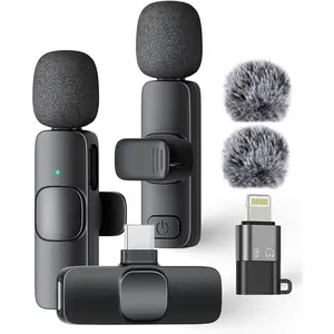 Wireless Mini Lavalier Microphone for iPhone iPad Android Phone PC Laptop Plug-Play Mini Mic with Noise Reduction Lapel Microphone for Video Recording Interview Podcast Vlog YouTube TikTok wireless  microphones
