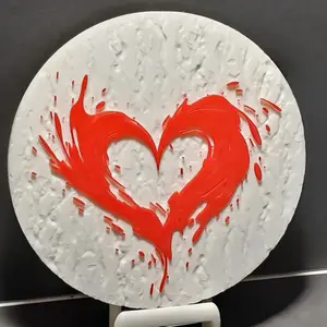 3D Printed Heart Burst 2D Art Round Plaque desk decoration ornament wall decor