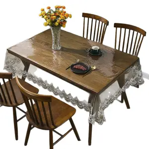 No Wash Waterproof PVC Lace Tablecloth Light Luxury Thickened Heat Resistant Stain Proof Transparent Coffee Table Cover
