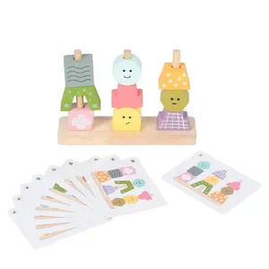 Wooden Creative Stacking Games Set, 1 Box Colorful Column Block Toy, Fun Desktop Stacking Games, Desktop Stacking Game, Creative Building Blocks, Educational Toy