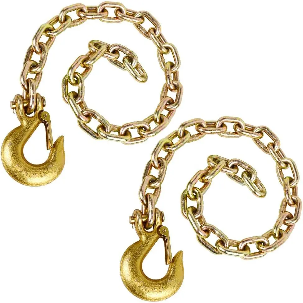 3/8" x 35" Grade 70 Trailer Safety Chain with Clevis Style Slip Hook 24,000 lbs Break Strength 2 count(3/8" x 35")