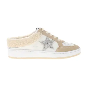 Vintage Havana Womens Baller Perforated Rhinestone Slip On Sneakers Shoes Casual - Beige, Off White